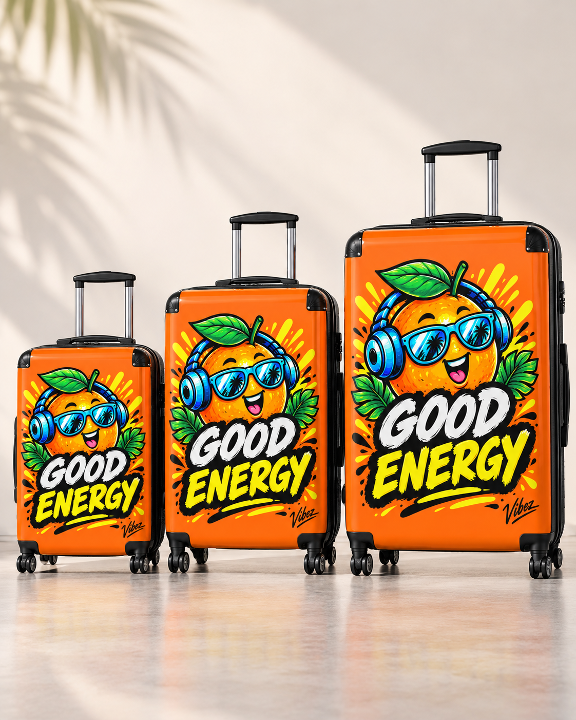 Good Energy Orange Character Suitcase | Bright Travel Luggage
