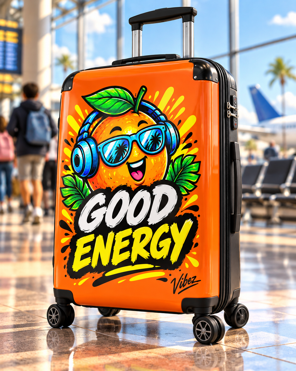 Good Energy Orange Character Suitcase | Bright Travel Luggage