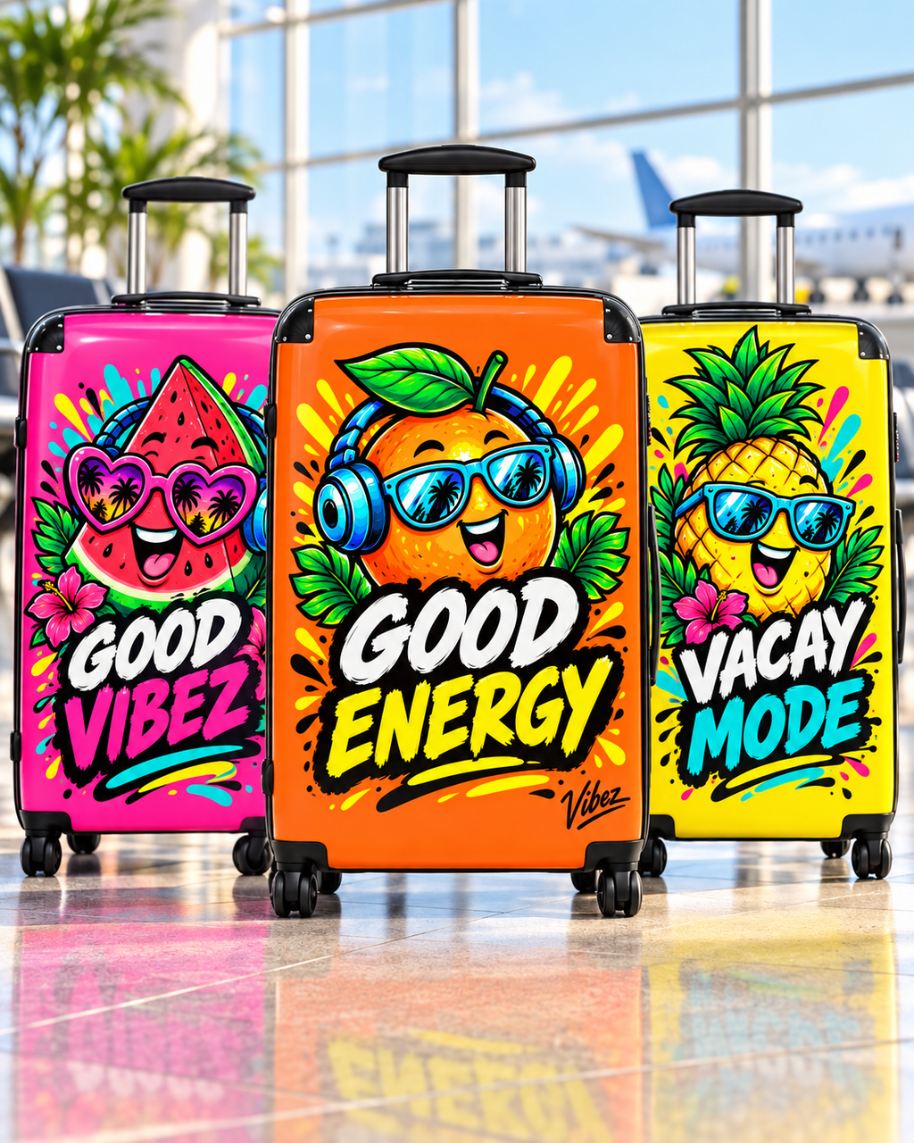 Good Energy Orange Character Suitcase | Bright Travel Luggage