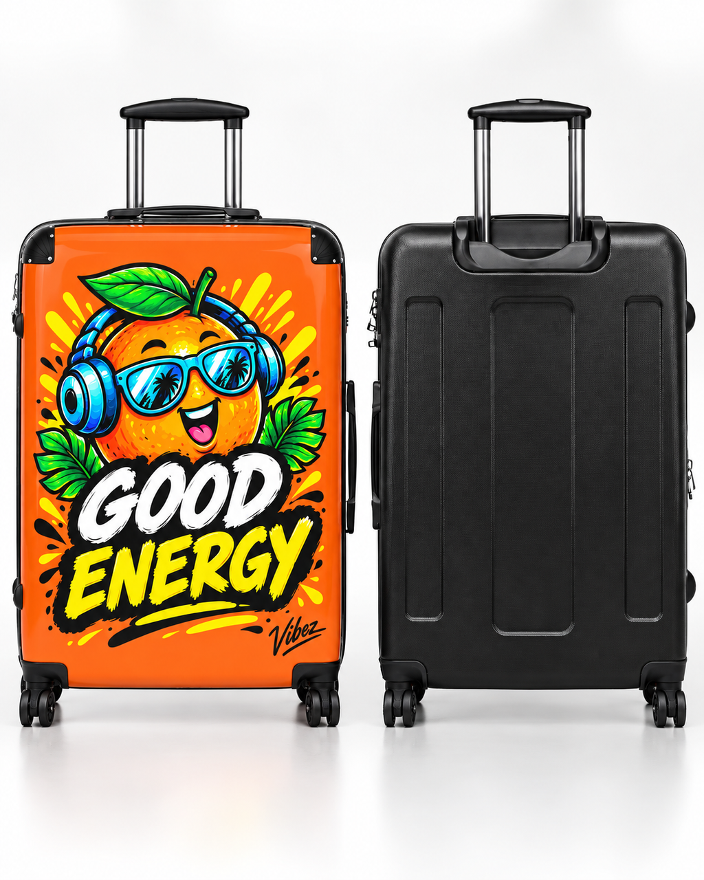 Good Energy Orange Character Suitcase | Bright Travel Luggage