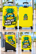 Pineapple "Vacay Mode On" Luggage Cover | Bright Yellow Suitcase Protector