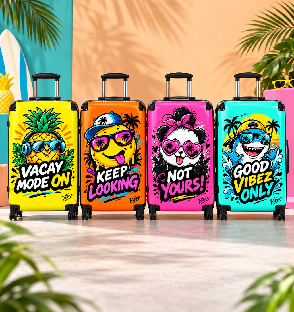 Pineapple "Vacay Mode On" Suitcase | Yellow Travel Luggage