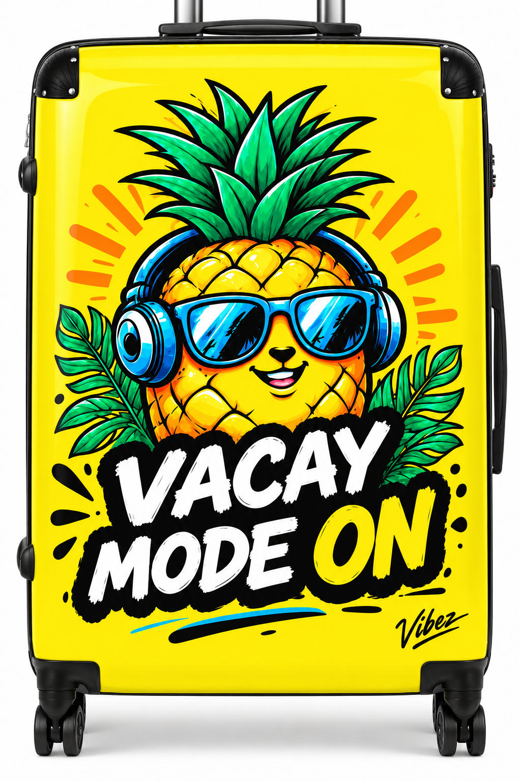 Pineapple "Vacay Mode On" Suitcase | Yellow Travel Luggage