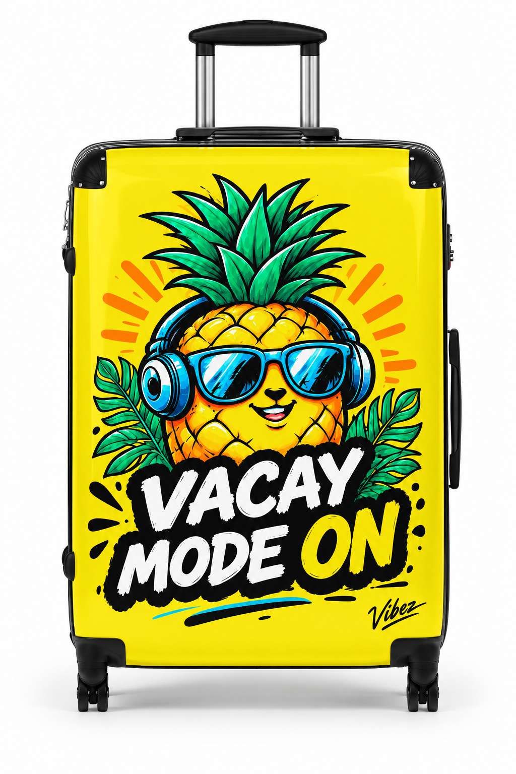 Pineapple "Vacay Mode On" Suitcase | Yellow Travel Luggage