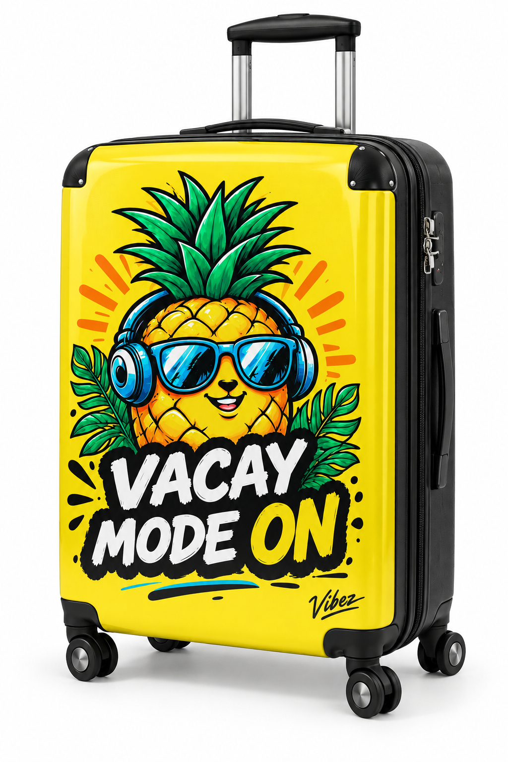 Pineapple "Vacay Mode On" Suitcase | Yellow Travel Luggage