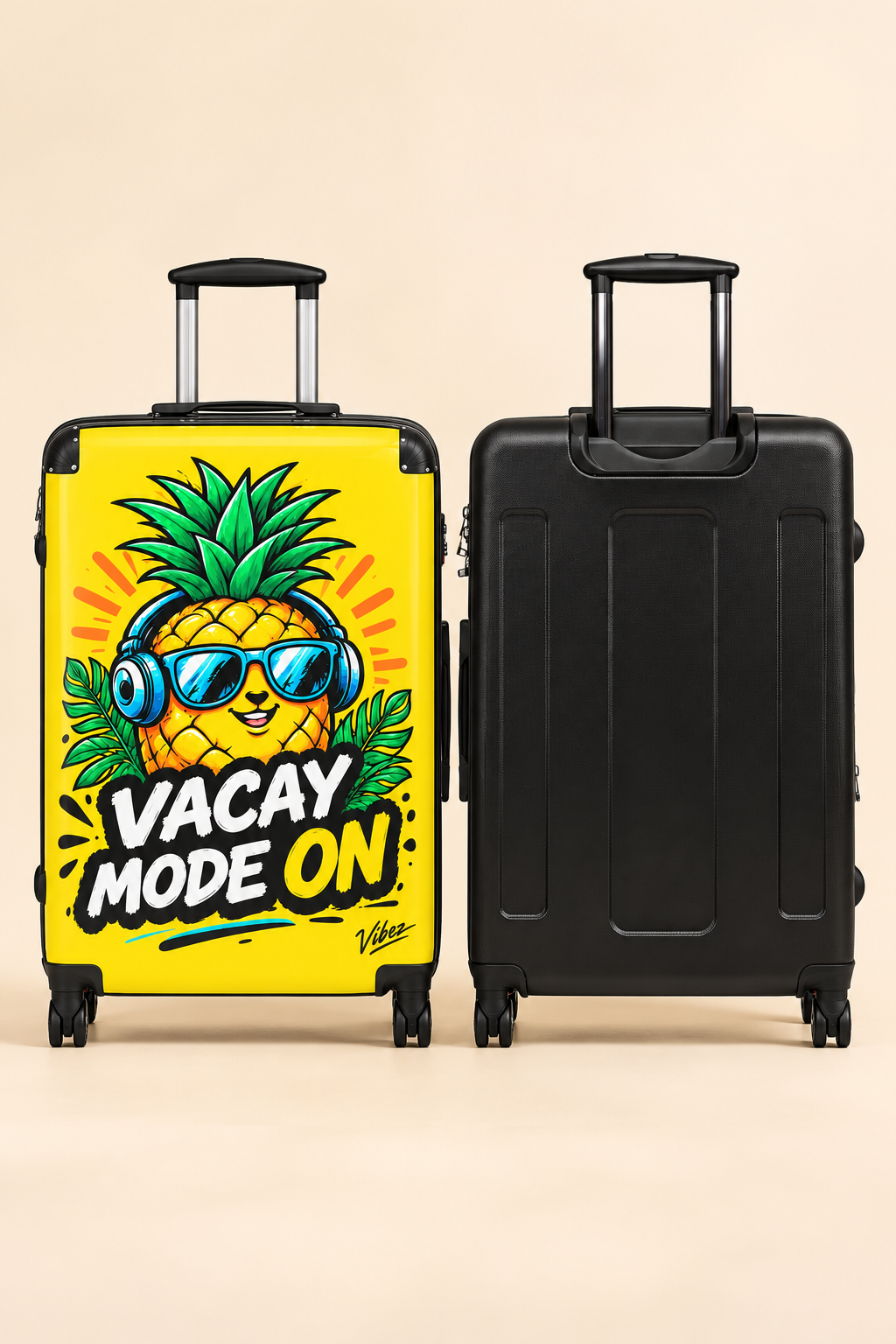 Pineapple "Vacay Mode On" Suitcase | Yellow Travel Luggage