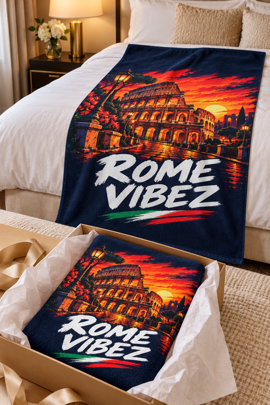 Rome Vibez Colosseum Graphic Beach Towel | Italian Flag Accent