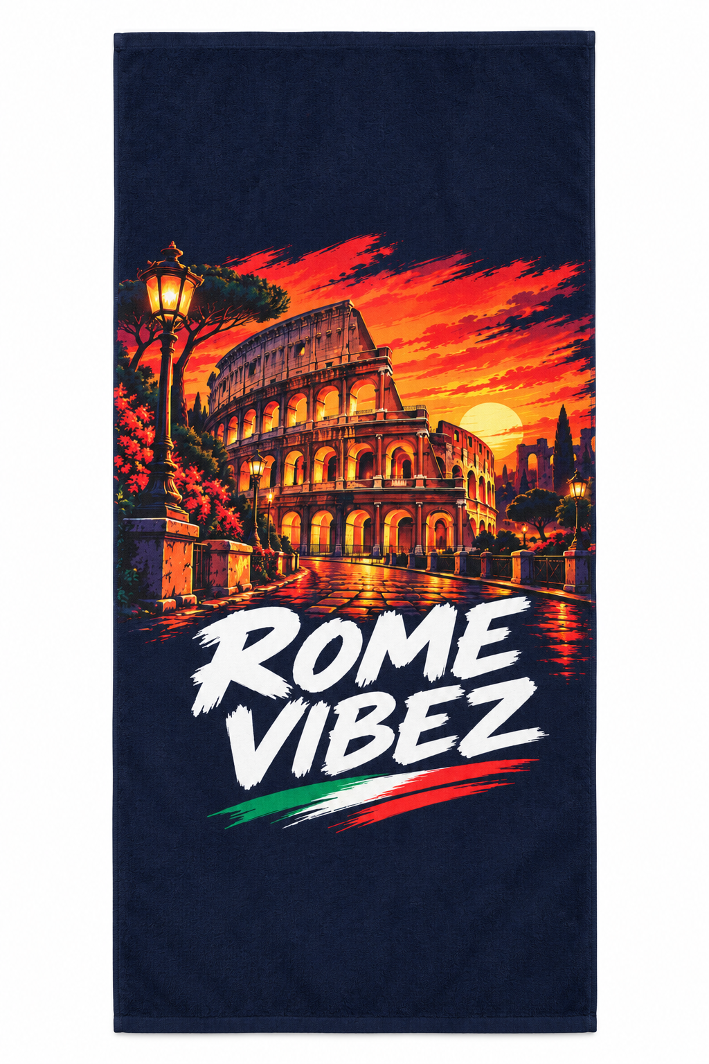 Rome Vibez Colosseum Graphic Beach Towel | Italian Flag Accent
