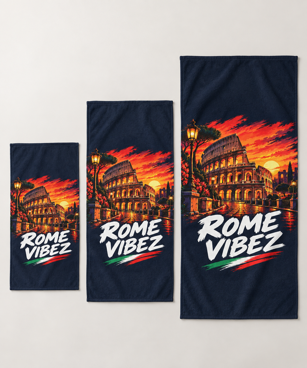Rome Vibez Colosseum Graphic Beach Towel | Italian Flag Accent