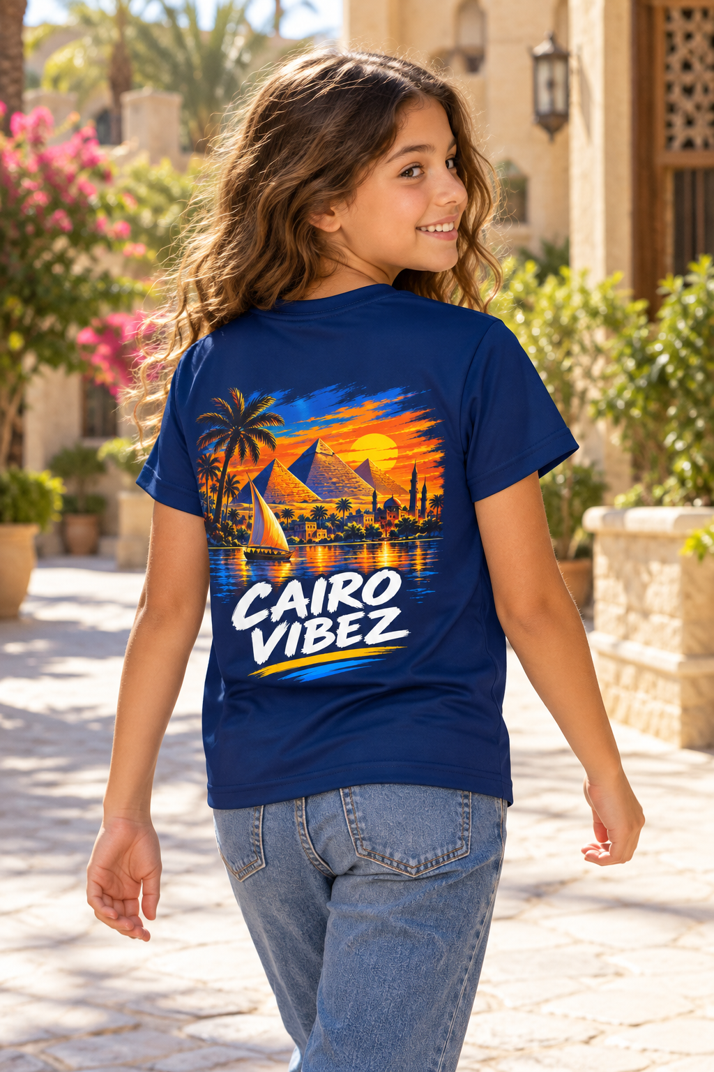 Cairo Vibez Kids Jersey | Egyptian Pyramids Palm Trees Sunset