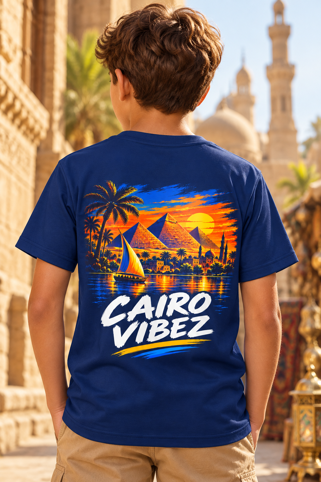 Cairo Vibez Kids Jersey | Egyptian Pyramids Palm Trees Sunset
