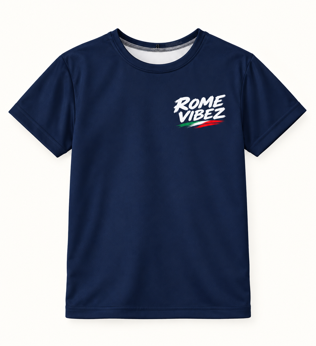 Rome Vibez Kids Jersey | Colosseum Sunset Graphic, Italian Flag Accent