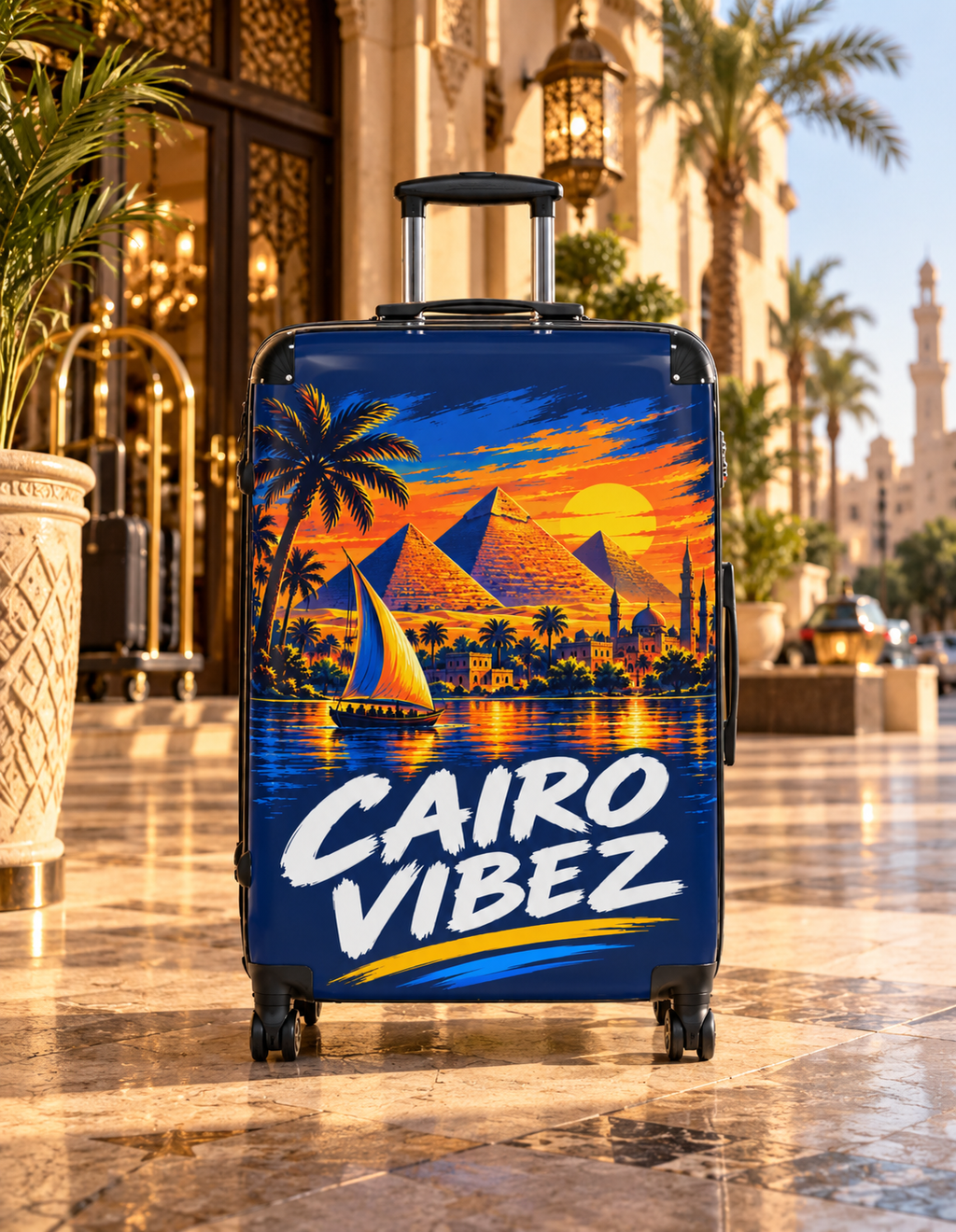 Cairo Vibez Suitcase | Egyptian Pyramids Sunset Travel Luggage