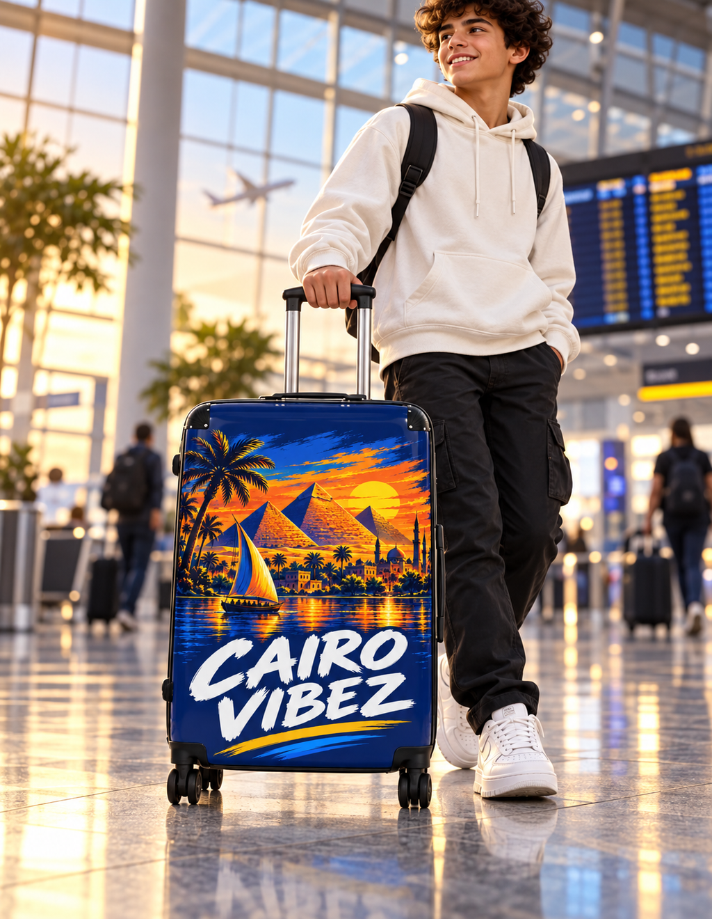 Cairo Vibez Suitcase | Egyptian Pyramids Sunset Travel Luggage