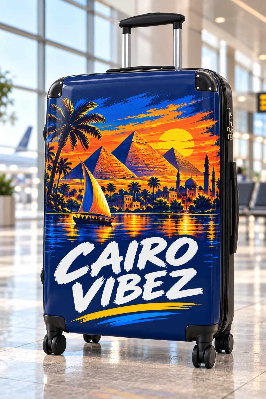 Cairo Vibez Suitcase | Egyptian Pyramids Sunset Travel Luggage