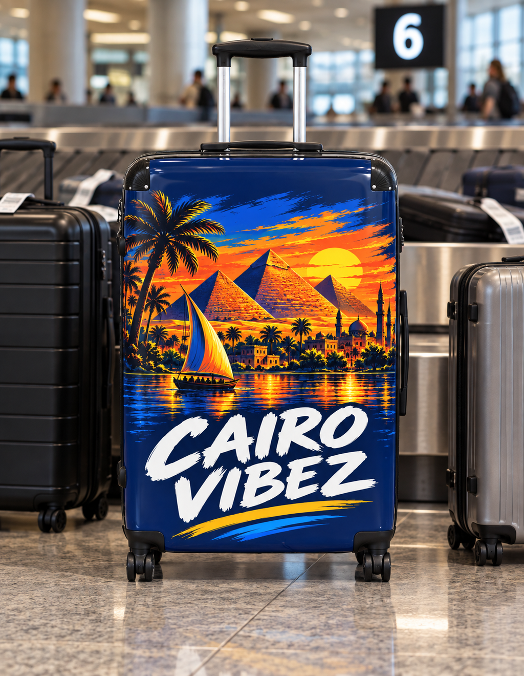 Cairo Vibez Suitcase | Egyptian Pyramids Sunset Travel Luggage