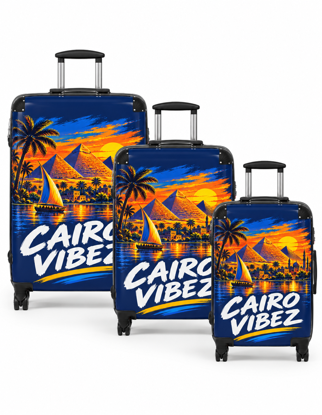Cairo Vibez Suitcase | Egyptian Pyramids Sunset Travel Luggage