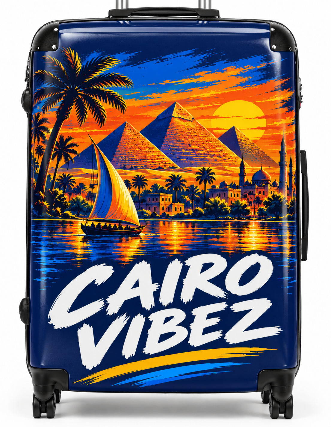 Cairo Vibez Suitcase | Egyptian Pyramids Sunset Travel Luggage