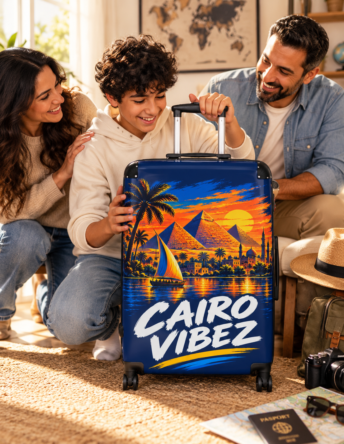 Cairo Vibez Suitcase | Egyptian Pyramids Sunset Travel Luggage