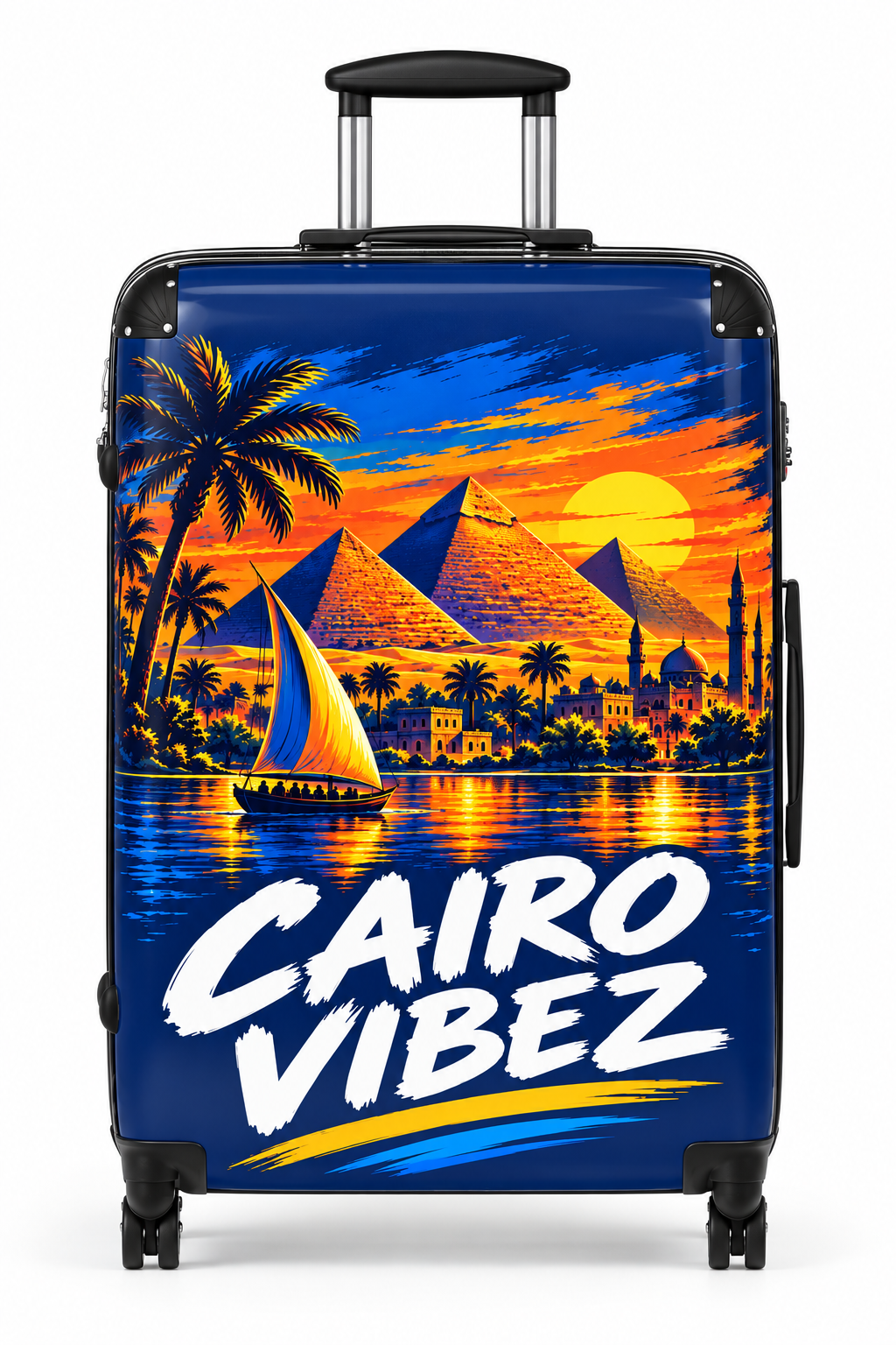 Cairo Vibez Suitcase | Egyptian Pyramids Sunset Travel Luggage