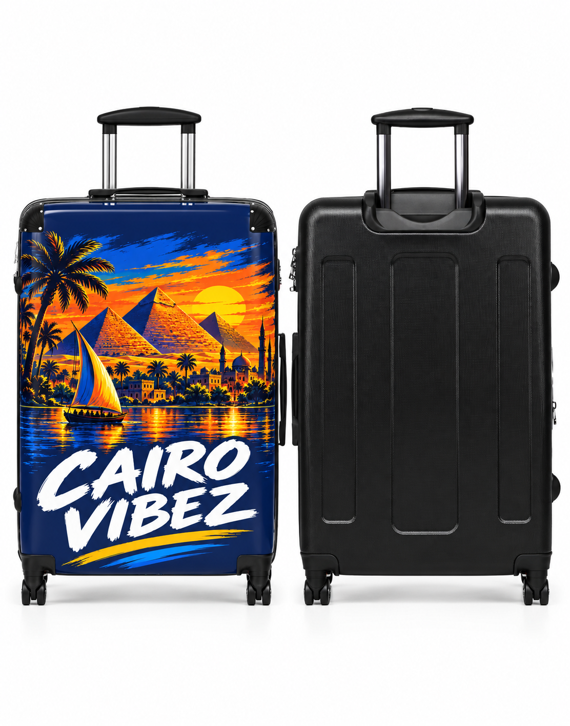 Cairo Vibez Suitcase | Egyptian Pyramids Sunset Travel Luggage