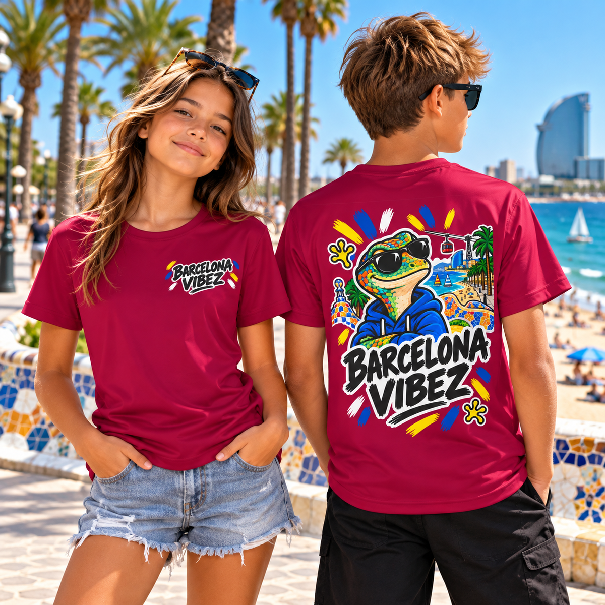 Barcelona Vibez Frog Graphic Kids Jersey | Barcelona beach skate art