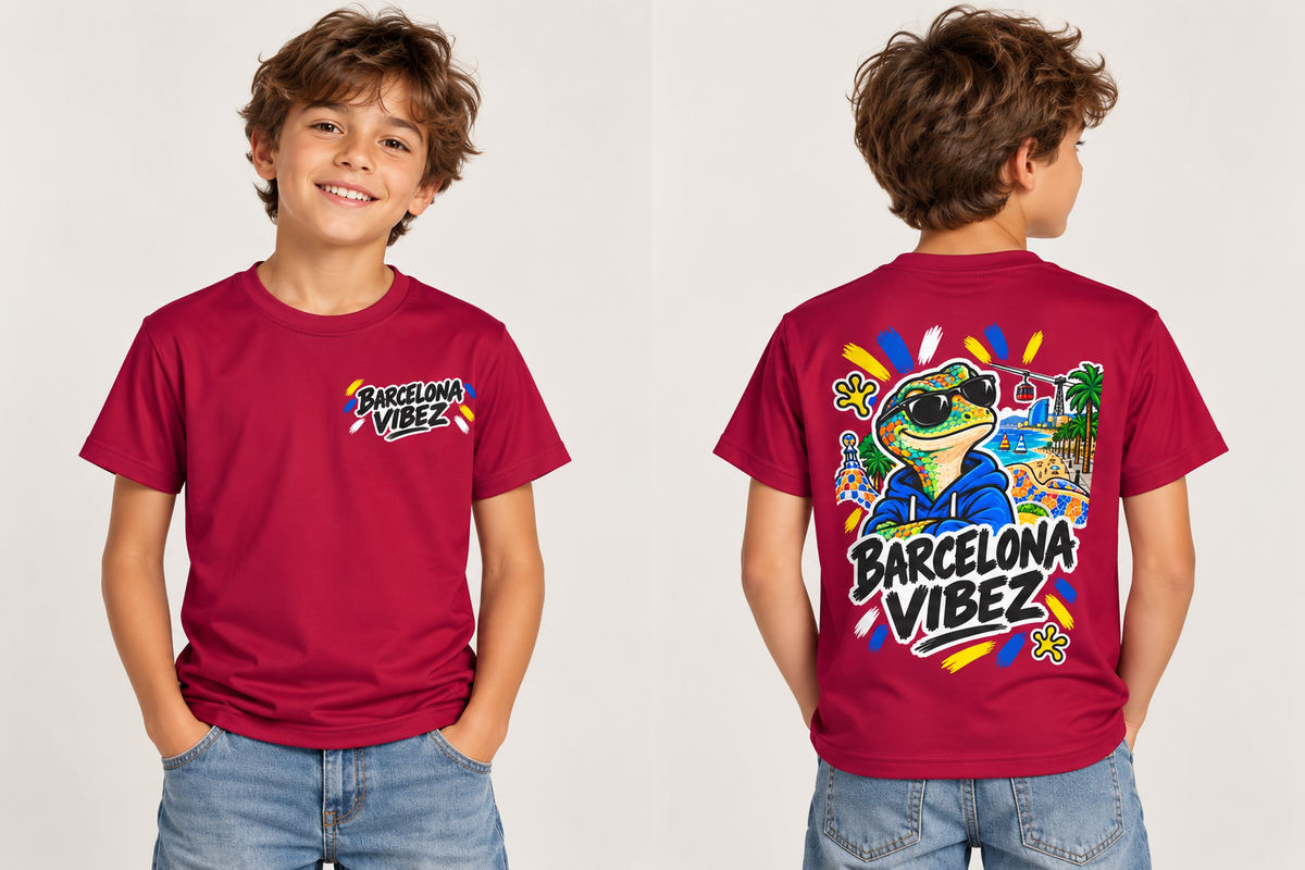 Barcelona Vibez Frog Graphic Kids Jersey | Barcelona beach skate art