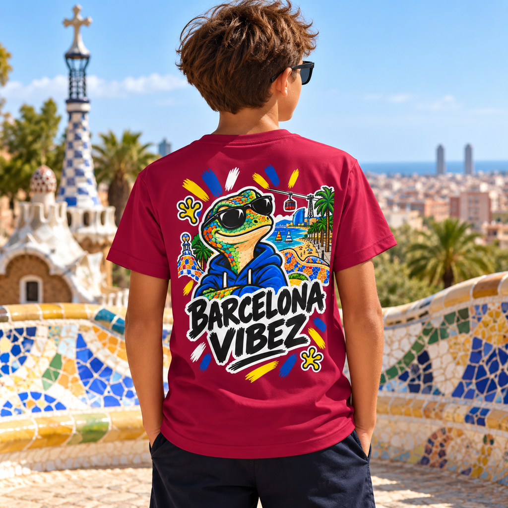 Barcelona Vibez Frog Graphic Kids Jersey | Barcelona beach skate art