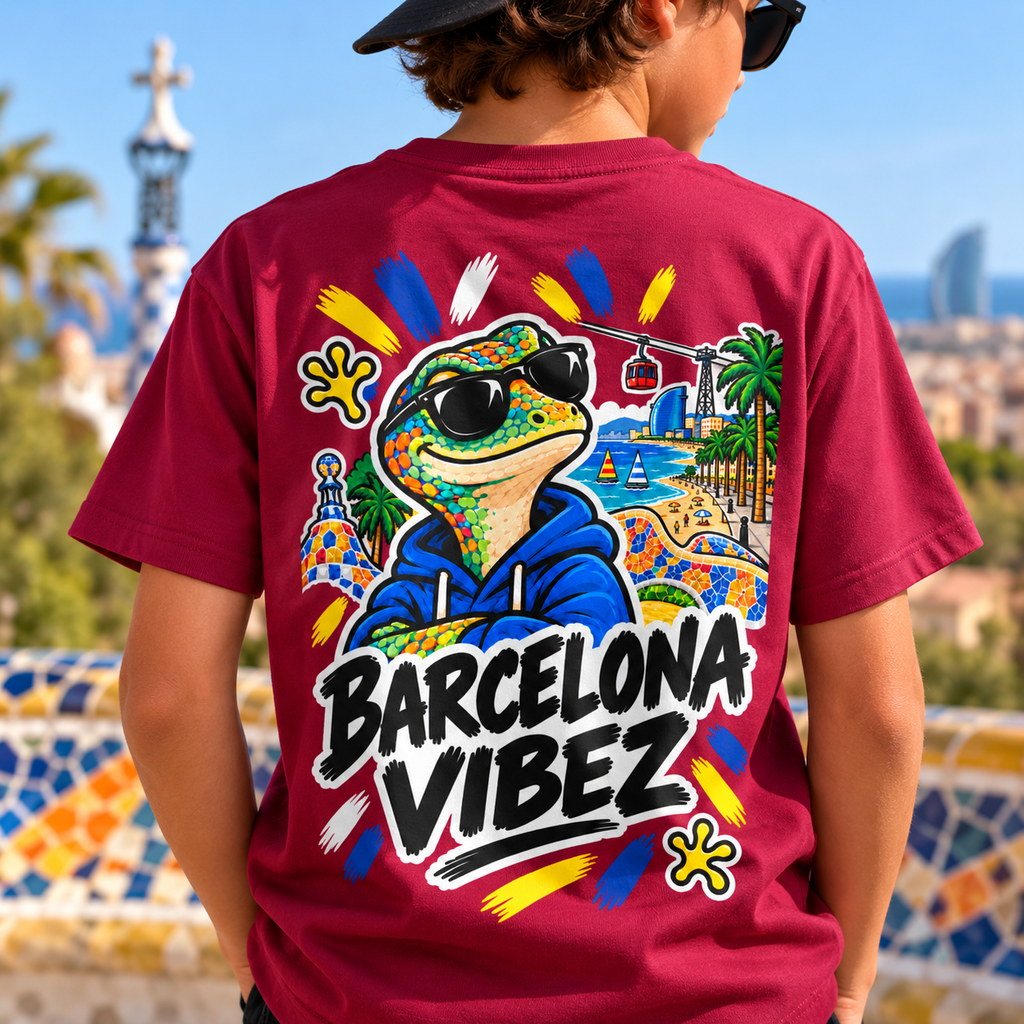 Barcelona Vibez Frog Graphic Kids Jersey | Barcelona beach skate art