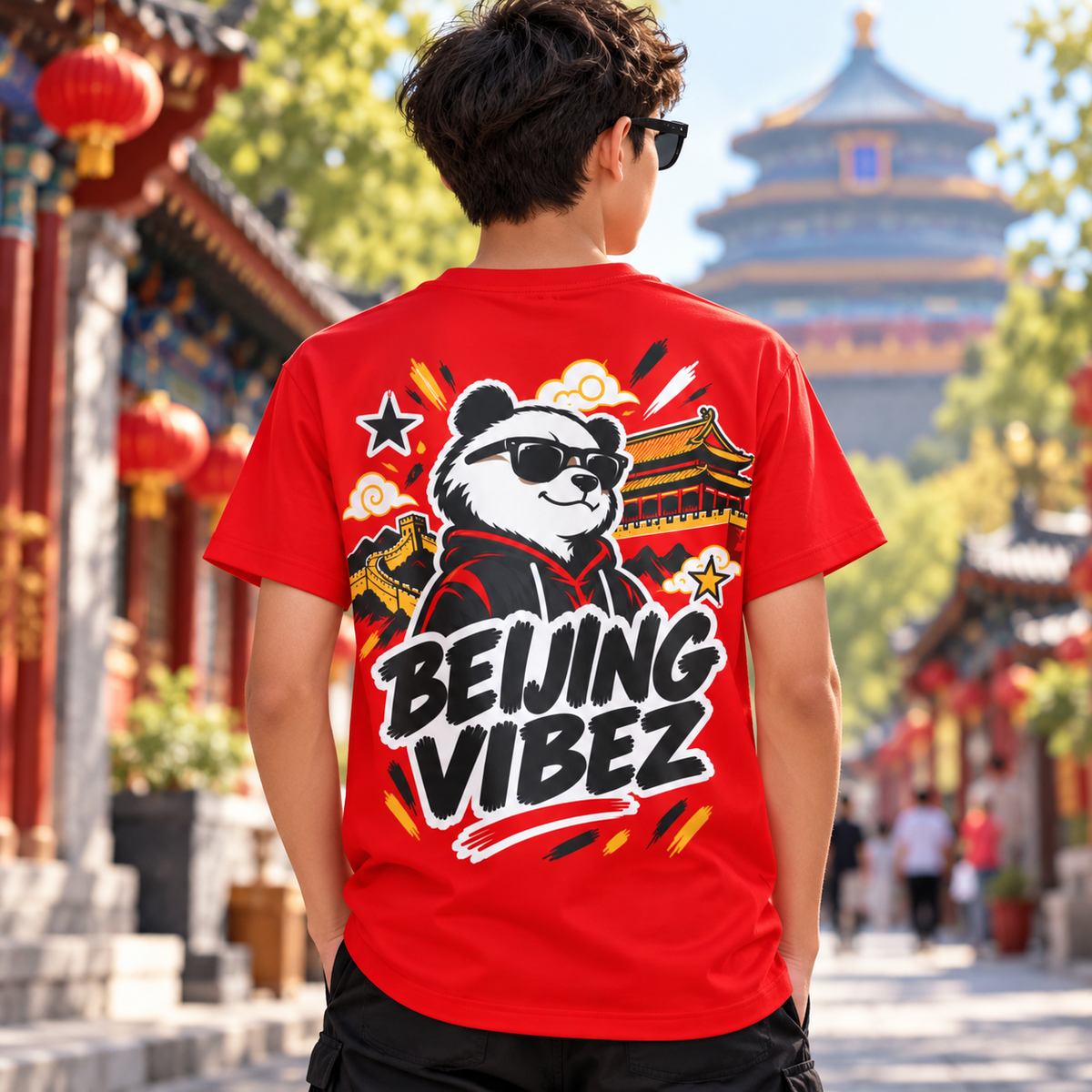 Beijing Vibez Panda Graphic Kids Jersey | Red Sports Tee