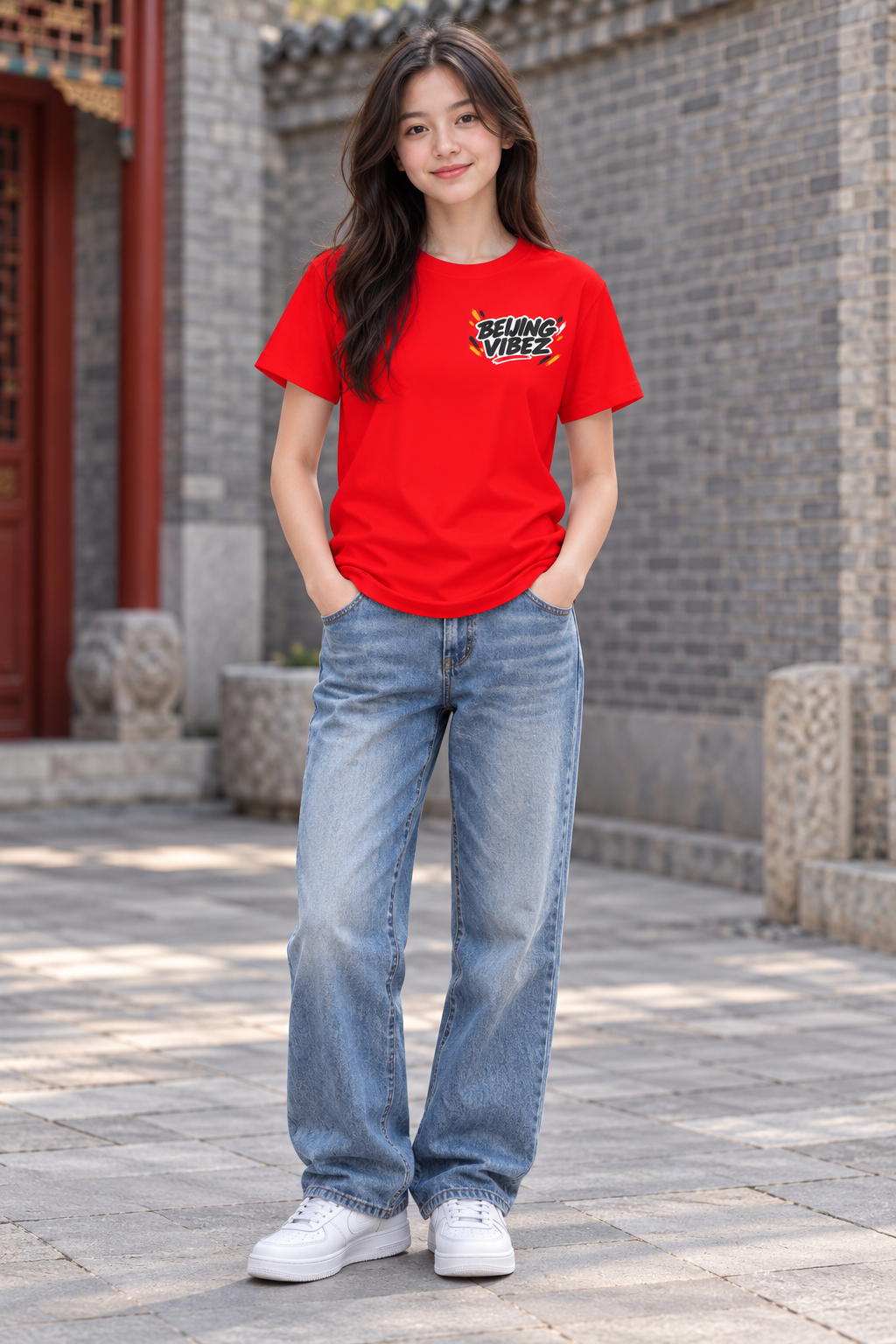 Beijing Vibez Panda Graphic Kids Jersey | Red Sports Tee