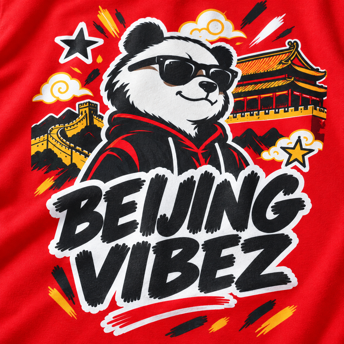 Beijing Vibez Panda Graphic Kids Jersey | Red Sports Tee