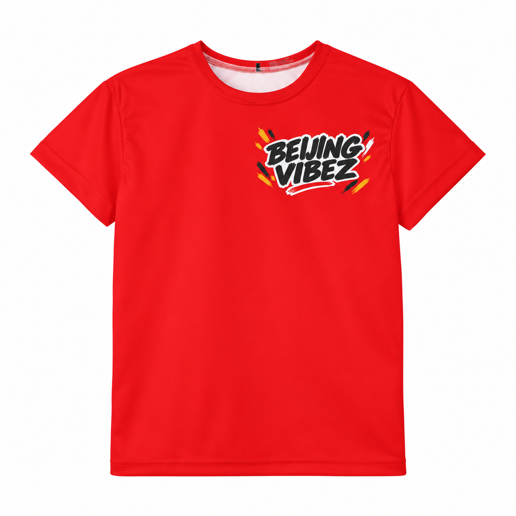 Beijing Vibez Panda Graphic Kids Jersey | Red Sports Tee