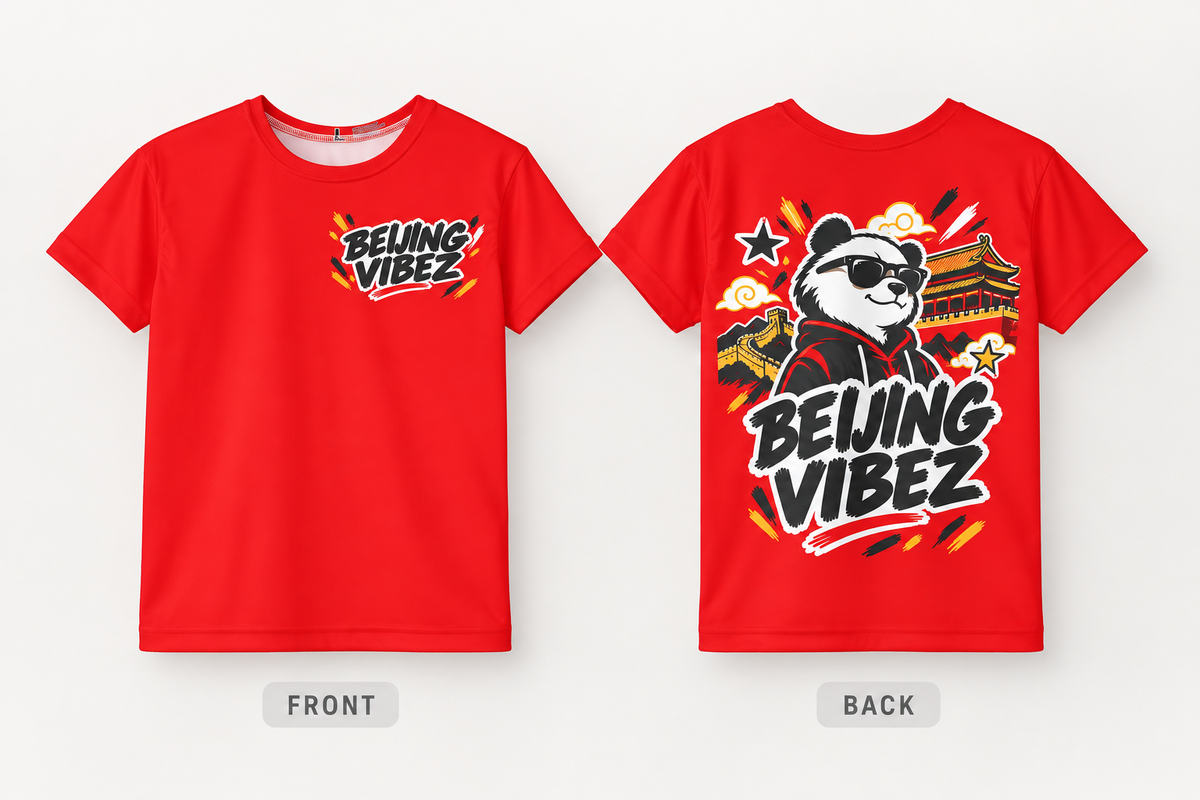 Beijing Vibez Panda Graphic Kids Jersey | Red Sports Tee