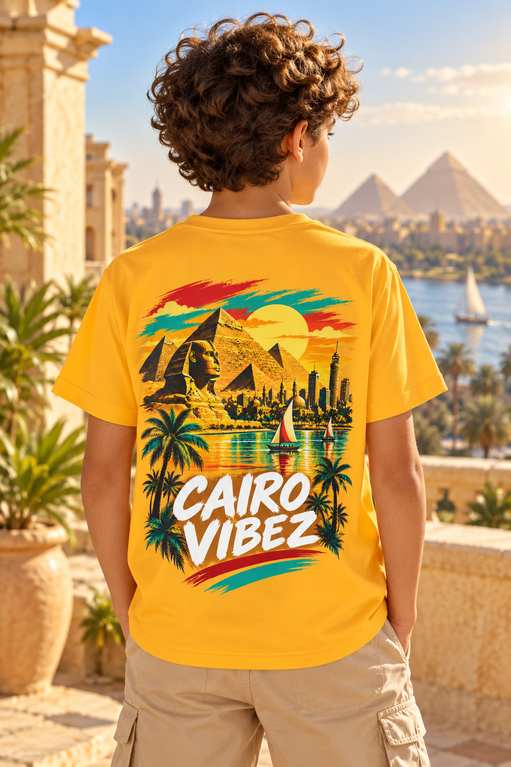 Cairo Vibez Kids Jersey | Egypt Pyramids Sphinx Tropical Graphic