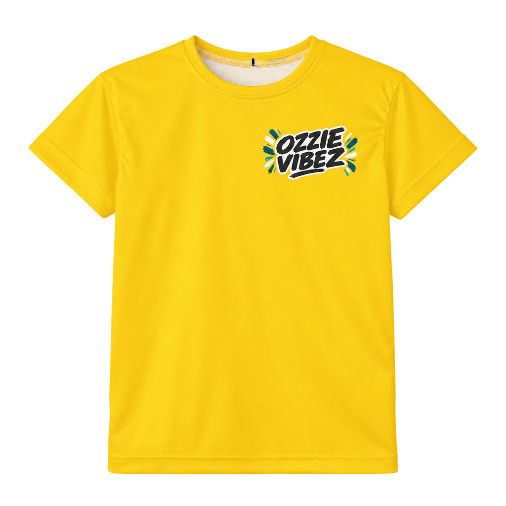 Ozzie Vibez Kangaroo Graphic Kids Jersey | Yellow Sports Tee