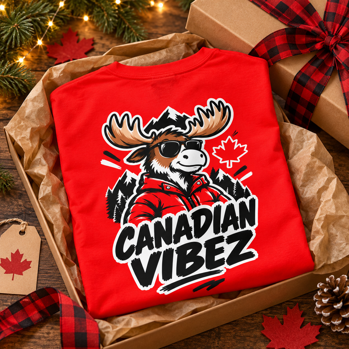 Canadian Vibez Moose graphic Kids Jersey | Red sports tee