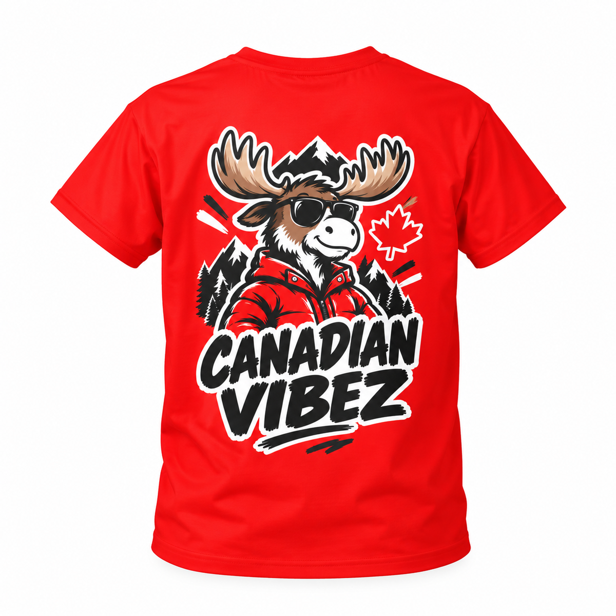 Canadian Vibez Moose graphic Kids Jersey | Red sports tee
