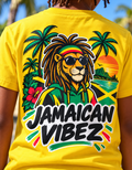 Jamaican Vibez Lion Graphic Kids Jersey | Yellow Reggae Shirt