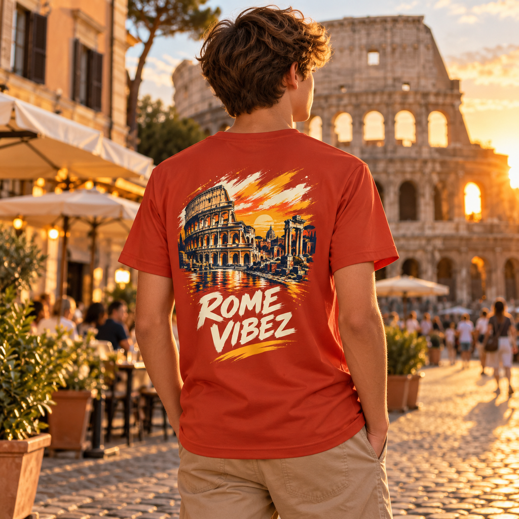 Rome Vibez Kids Jersey | Colosseum Graphic Tee, Italy Travel Shirt