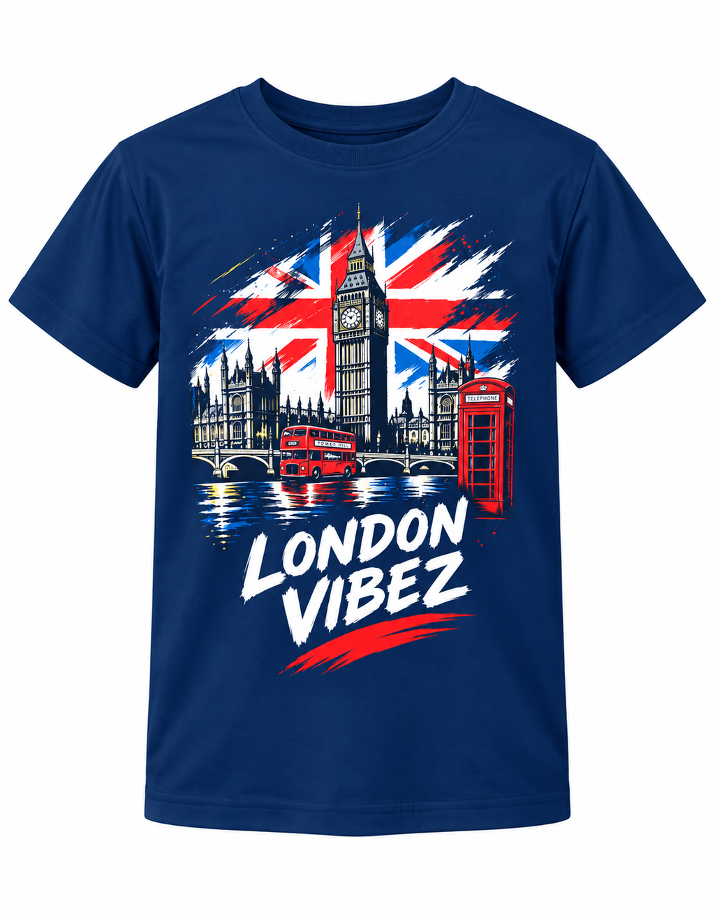 London Vibez Kids Jersey | Big Ben Union Jack Phone Booth Sports Shirt