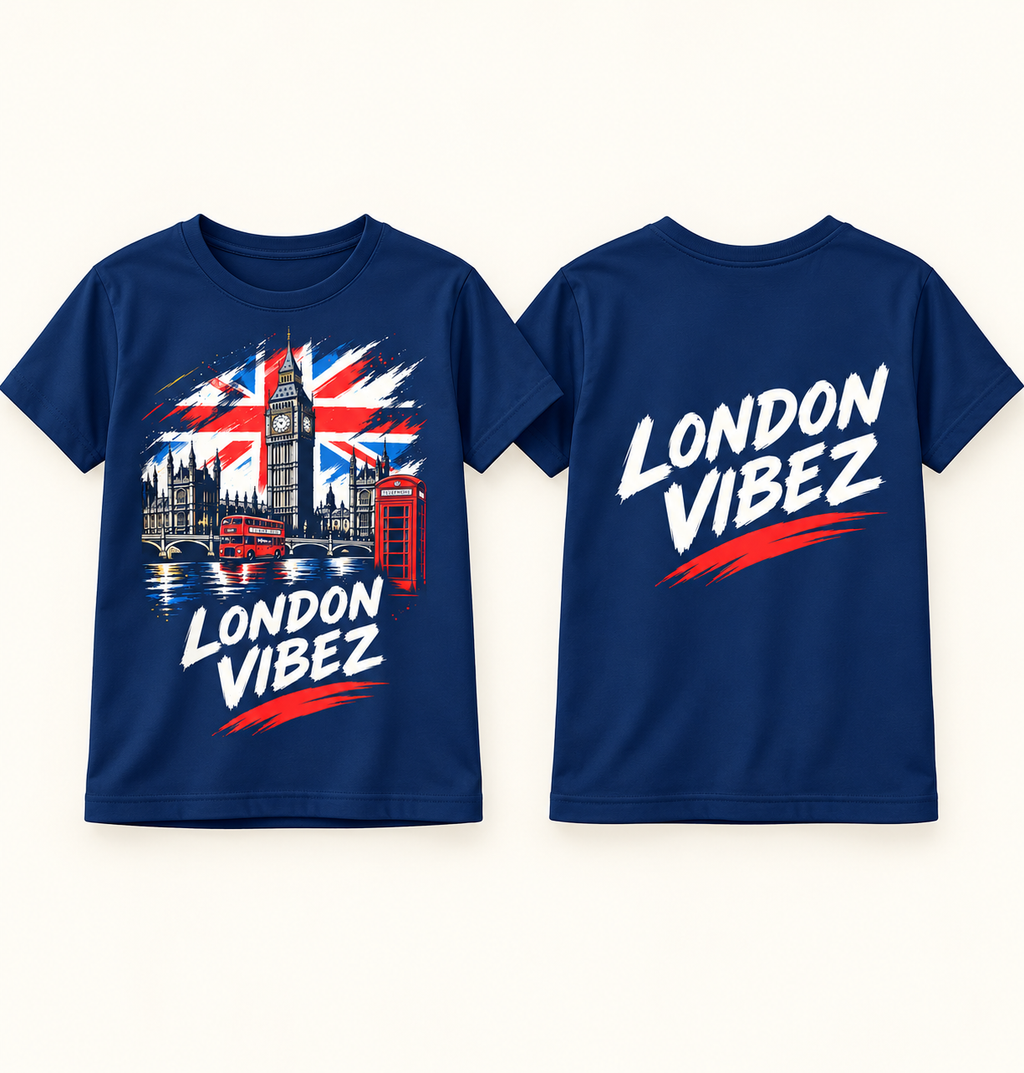 London Vibez Kids Jersey | Big Ben Union Jack Phone Booth Sports Shirt
