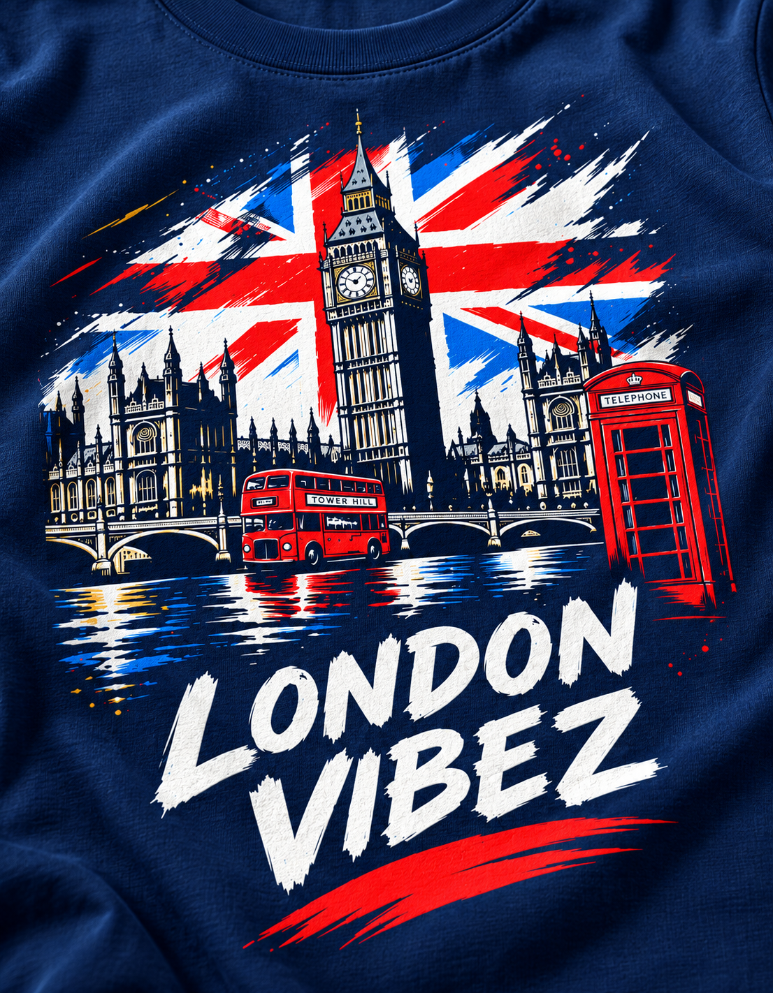 London Vibez Kids Jersey | Big Ben Union Jack Phone Booth Sports Shirt