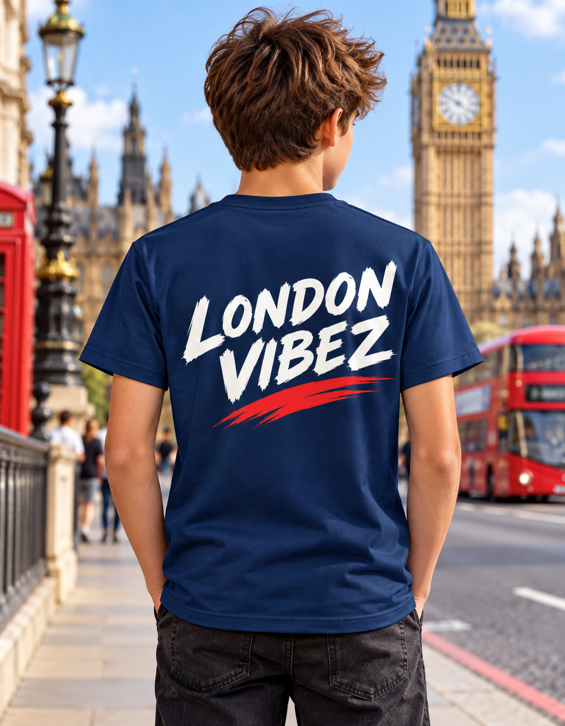 London Vibez Kids Jersey | Big Ben Union Jack Phone Booth Sports Shirt