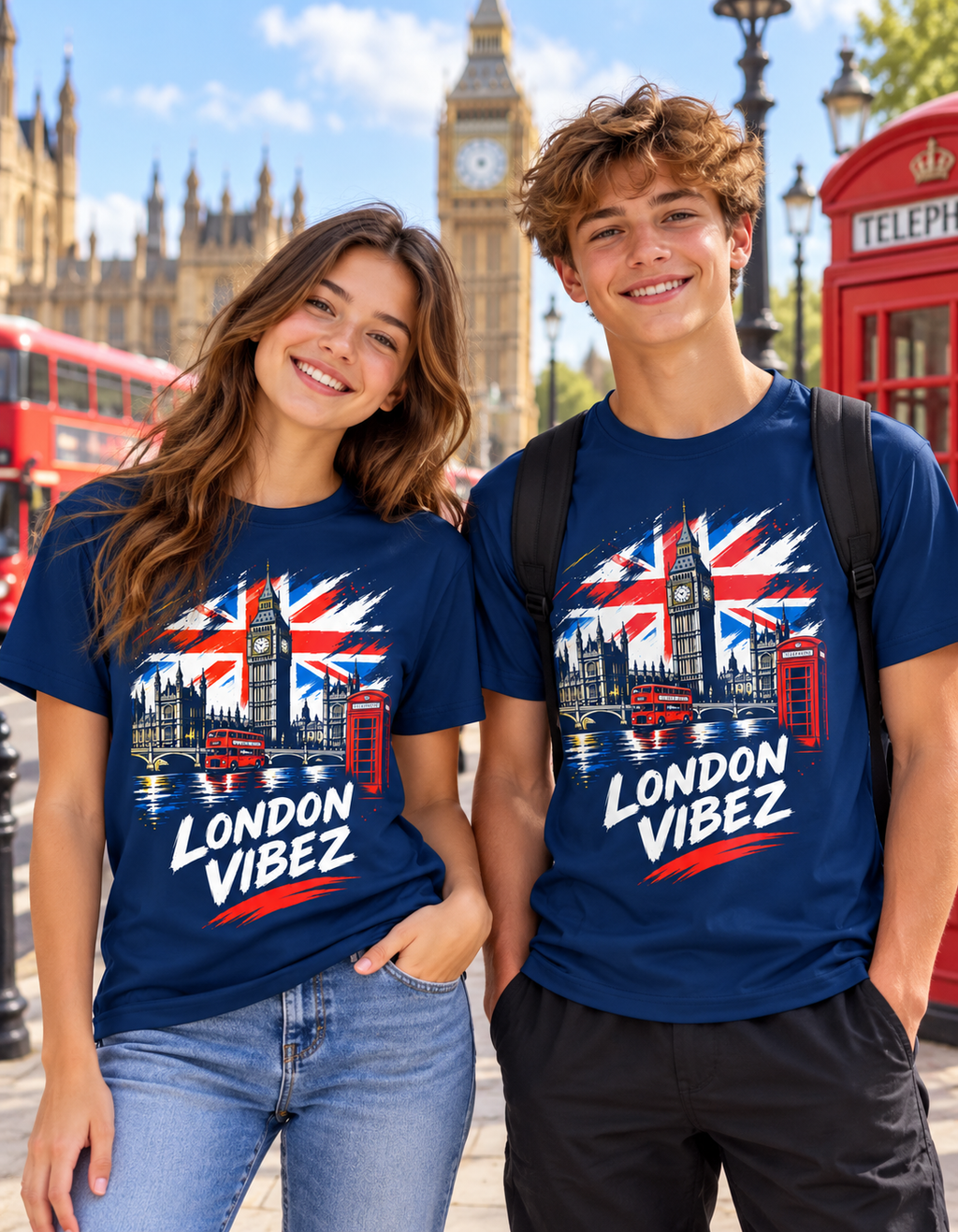 London Vibez Kids Jersey | Big Ben Union Jack Phone Booth Sports Shirt