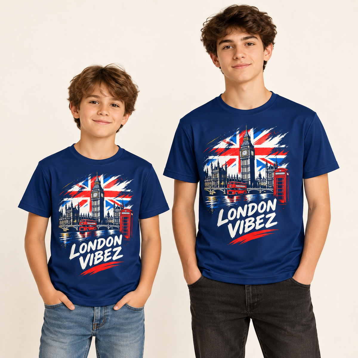 London Vibez Kids Jersey | Big Ben Union Jack Phone Booth Sports Shirt