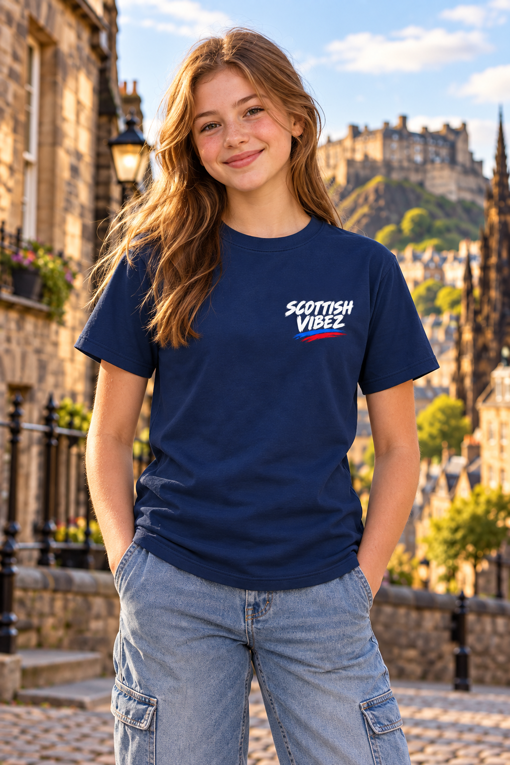 Scottish Vibez Kids Jersey | Edinburgh Castle Tee, Thistle Graphic