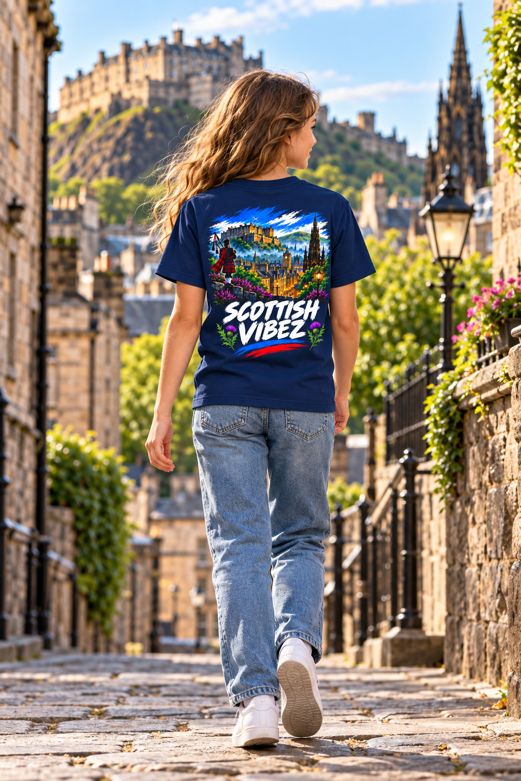 Scottish Vibez Kids Jersey | Edinburgh Castle Tee, Thistle Graphic