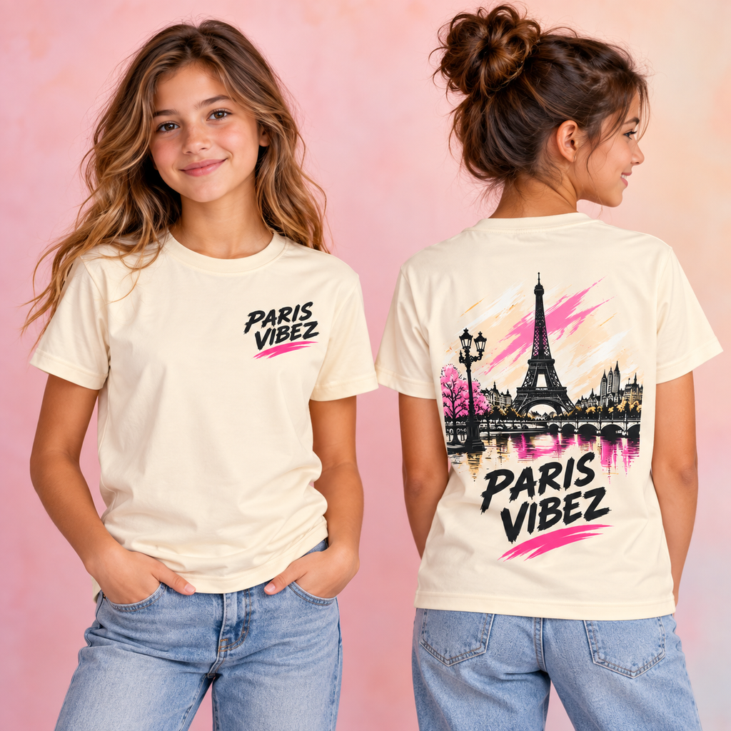 Paris Vibez Tee Kids Jersey | Eiffel Tower Graphic