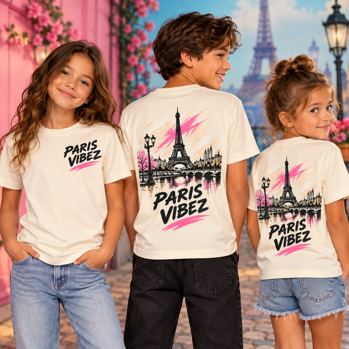 Paris Vibez Tee Kids Jersey | Eiffel Tower Graphic